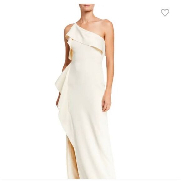 NWT Halston Heritage Leda One Shoulder Draped Satin Crepe Gown - Picture 3 of 16